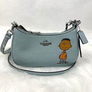 Coach X Peanuts Teri Shoulder Bag Crossbody With Franklin CBJ80 Leather Blue NWT